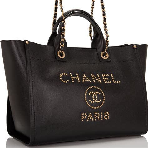 chanel large tote black|Chanel large shopping tote price.